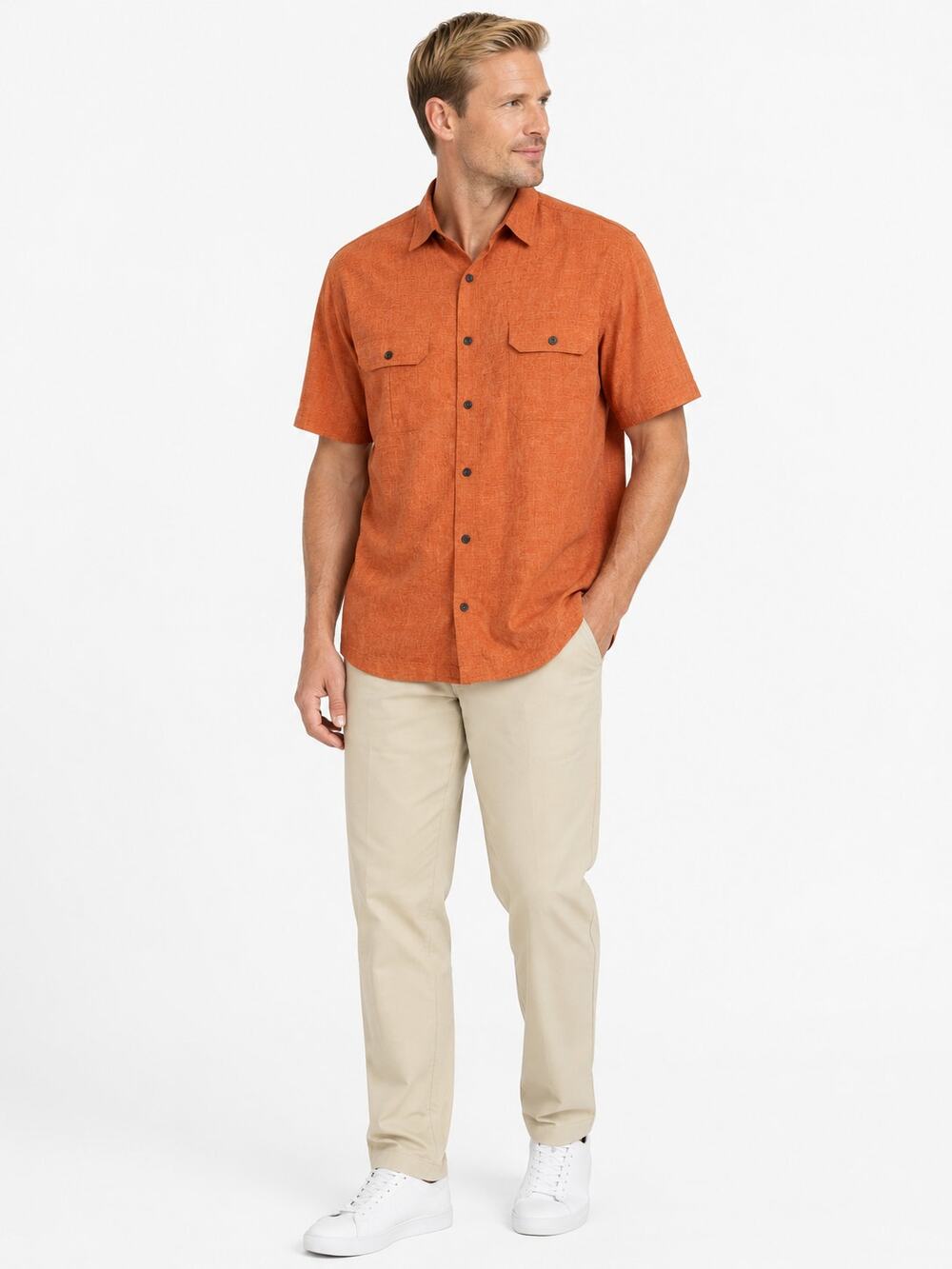 LR350 Croft Barrow Mens XXL Orange Quick Dry Short Sleeve Outdoor Shirt